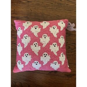 Goblin & Ghoul Beaded Pink And White Ghost Pillow
